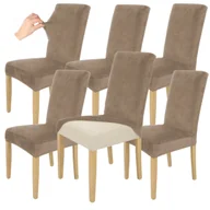Pokrowce na meble - ZESTAW 6SZT. POKROWIEC NA KRZESŁO BEŻ CAPPUCCINO WELUR ELASTCZYNY [21WZ-6SZT] - miniaturka - grafika 1