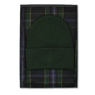 Apaszki i szaliki męskie - Zestaw prezentowy dla mężczyzny w kolorze butelkowej zieleni: komplet czapka + szalik zapakowane w pudełko EM 9 - EM Men's Accessories - grafika 1