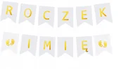 Baby shower i roczek - Girlanda Napis Roczek + Imię Dziecka Baner Stopki - miniaturka - grafika 1