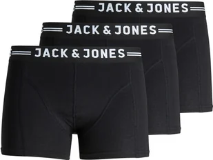 JACK&JONES bokserki męskie, 3-pak - SENSE TRUNKS, bawełna stretch czarny 2XL - Majtki męskie - miniaturka - grafika 1