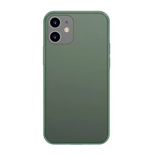 Baseus Frosted Glass Case Sztywne etui z elastyczną ramką iPhone 12 Pro / iPhone 12 Ciemnozielony (WIAPIPH61P-WS06) WIAPIPH61P-WS06 - Etui i futerały do telefonów - miniaturka - grafika 1