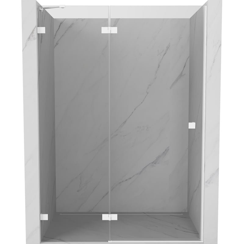 Mexen Lunar drzwi prysznicowe uchylne lewe 130 cm, transparent, białe - 834-130-000-20-00-L