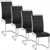Krzesła - Zestaw 4x Krzesło Tapicerowane LOCA do Jadalni Czarno-Białe Ekoskóra - miniaturka - grafika 1