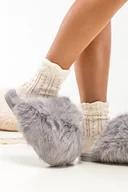 Kapcie damskie - Szare kapcie damskie obuwie domowe z futerkiem Casu 2024-2-38/39 - miniaturka - grafika 1