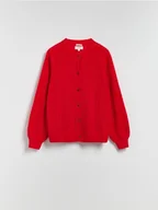 Swetry damskie - Reserved - Kardigan z wełną alpaki - czerwony - miniaturka - grafika 1