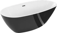 Wanny - Mexen Eris wanna wolnostojąca 180 x 80 cm, biała/czarna, przelew gun metal szczotkowany - 53441808075-95 - miniaturka - grafika 1