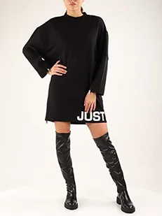 Just Cavalli Abito-Felpa A Maniche Lunghe Koszulka damska, czarny, L - Koszulki i topy damskie - miniaturka - grafika 1