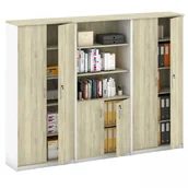Zestawy mebli biurowych - B2B Partner Zestaw szaf MIRELLI, Typ VII - biały/dąb sonoma 437567 - miniaturka - grafika 1