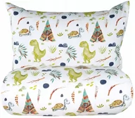 Pościel dla dzieci - Pościel dinozaury Indianie dino 140x200 bawełniana dla dziecka biała - miniaturka - grafika 1