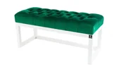 Ławki do przedpokoju - Ławka na buty LPP-2 65cm EMRAWOOD drewno lite kolor biały siedzisko pikowane kolor zielony - miniaturka - grafika 1