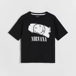 Koszulki dla chłopców - Reserved - T-shirt Nirvana - Czarny - grafika 1