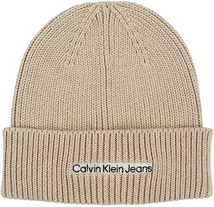 Calvin Klein Męska czapka typu beanie Institutional Patch, Plaza Taupe, Rozmiar uniwersalny - Czapki damskie - miniaturka - grafika 1