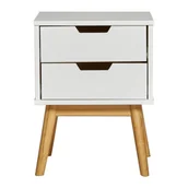 Szafki nocne - Biała szafka nocna z litego drewna sosnowego Marckeric Baku - miniaturka - grafika 1