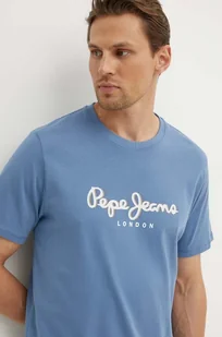 Pepe Jeans t-shirt bawełniany ABEL męski kolor niebieski z nadrukiem PM509428 - Koszulki męskie - miniaturka - grafika 1