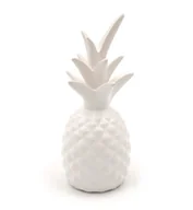 Figurki dekoracyjne - Ananas ceramiczny biały glamour figurka 18 cm - miniaturka - grafika 1