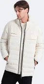 Kurtki męskie - Kurtka męska Ombre Zimowa kurtka męska z odpinanym kapturem - kremowa V2 OM-JAHP-0150 XL - miniaturka - grafika 1