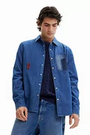 Koszulki męskie - Desigual Męski t-shirt CAM_Bernardino 5005 Denim RAW, niebieski, S, niebieski, S - miniaturka - grafika 1