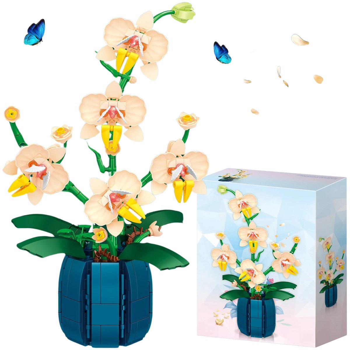 KLOCKI KONSTRUKCYJNE KWIATY BUKIET ORCHIDEA PREZENT ZESTAW 3D OZDOBA 606 EL