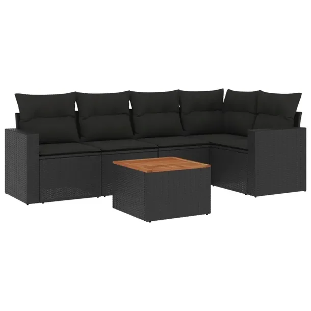 Zestaw wypoczynkowy czarny, rattan PE, wymiary: 65,5x62x69 cm, 62x62x69 cm,
