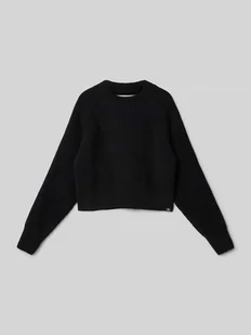 Sweter z dzianiny z detalem z logo - Swetry dla dziewczynek - miniaturka - grafika 1