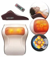 Masażery - MASAŻER PODUSZKA MASUJĄCA DO KARKU SZYI PLECÓW bEŻOWA masażer - miniaturka - grafika 1