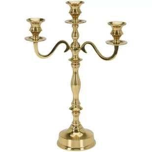 Home Styling Collection Świecznik, KANDELABR 3-ramienny, złoty, wysoki połysk, stojak, podstawka GLAMOUR na świecę świeczkę 139036 - Świeczniki - miniaturka - grafika 1