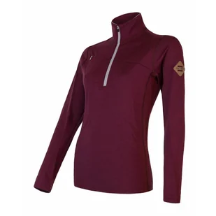 Bluza damska Sensor Merino Upper krátký zip Rozmiar: L / Kolor: czerwony - Bluzy sportowe damskie - miniaturka - grafika 1