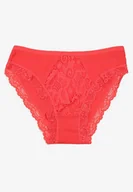 Majtki damskie - Różowe Bawełniane Majtki Figi z Gumką w Pasie i Koronką Obetta - miniaturka - grafika 1