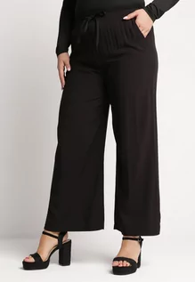 Spodnie damskie - Czarne Bawełniane Spodnie Szerokie z Kieszeniami Hiveta - grafika 1