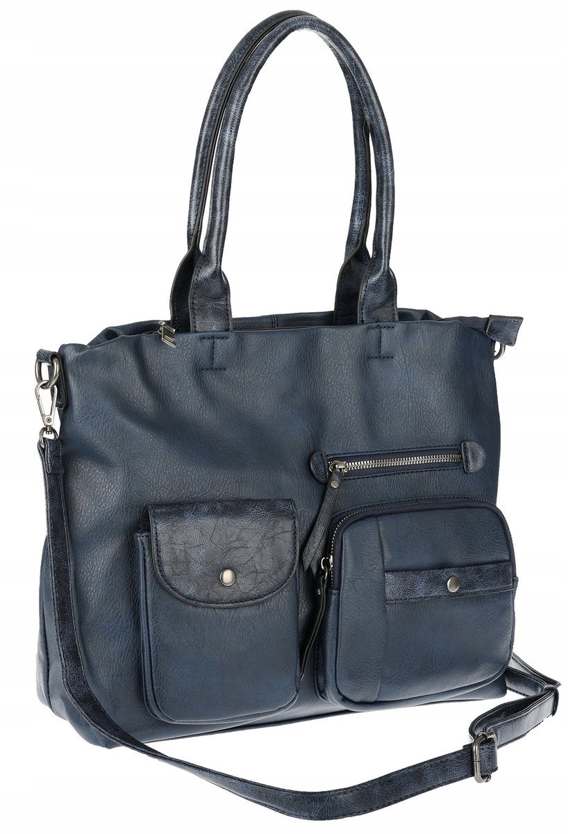 Torebka Damska Shopper duża pojemna A4 Listonoszka na Ramię MC375 Granatowa