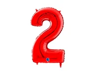 Balony i akcesoria - Balon foliowy cyfra 2 czerwona - 66 cm - 1 szt. - miniaturka - grafika 1