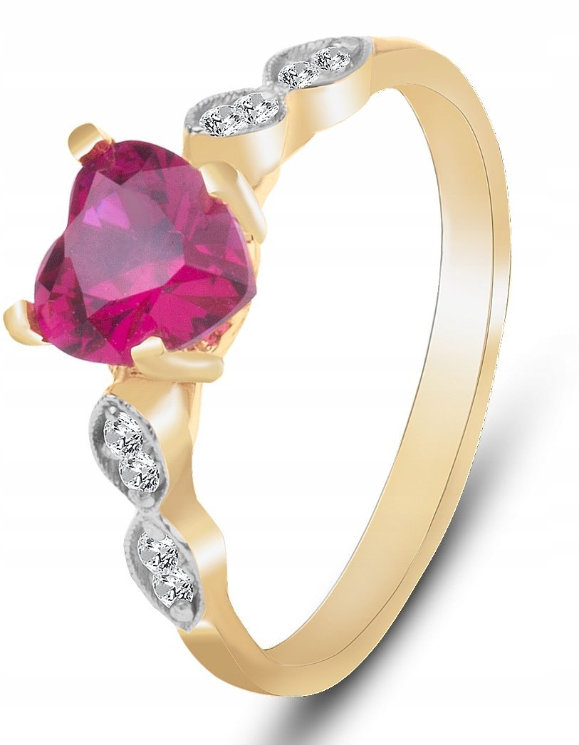 PIĘKNY ZŁOTY PIERŚCIONEK Z SERCEM I BIAŁYMI KAMIENIAMI 8KT 333