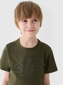 Koszulki dla chłopców - 4F T-shirt z nadrukiem chłopięcy - khaki 152 (11-12 lat) - miniaturka - grafika 1