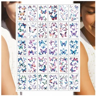 TATUAŻE KOLOROWE ZMYWALNE DLA DZIECI MOTYL MOTYLE MIX 30 WZORÓW - Zabawki kreatywne - miniaturka - grafika 1