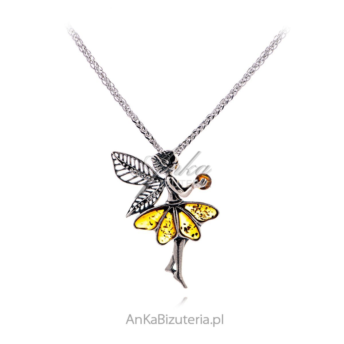 ankabizuteria.pl Zawieszka srebrna ELF z bursztynem
