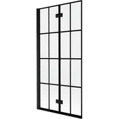 Parawany nawannowe - Mexen Mist parawan nawannowy 2-skrzydłowy lewy 90 x 150 cm, czarna kratka, czarny - 8A9-090-002-70-77-L - miniaturka - grafika 1