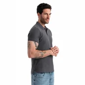 Koszulki męskie - Koszulka męska polo BASIC 100% bawełna grafitowa V3 OM-POBS-0100 L - miniaturka - grafika 1