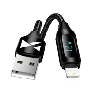 Kable USB - Kabel USB-A - Lightning Wozinsky WUALC2 z wyświetlaczem LED 2.4A 2m  - czarny - miniaturka - grafika 1