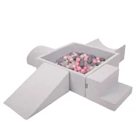 Suche baseny - KiddyMoon Piankowy plac zabaw PPZP-KW30D-115 z piłeczkami jasnoszary: perła-szary-transparent-pudrowy róż basen 200/klin L/rampa L/półwałek L/schode.. - miniaturka - grafika 1