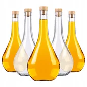 Domowy wyrób alkoholu - SZKLANE BUTELKI na NALEWKI SOKI LIKIERY WODĘ 5x ŁEZKA 0,5 L + KORKI - miniaturka - grafika 1