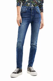Spodnie damskie - Desigual jeansy damskie kolor niebieski - grafika 1