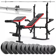 Ławki treningowe - Zestaw do ćwiczeń 75kg z ławką treningową PH 2132 sztangą prostą 180 cm i obciążeniem 45 kg - miniaturka - grafika 1