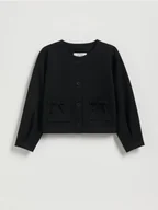 Kurtki i płaszcze dla dziewczynek - Reserved - Krótka kurtka z wiskozą - czarny - miniaturka - grafika 1