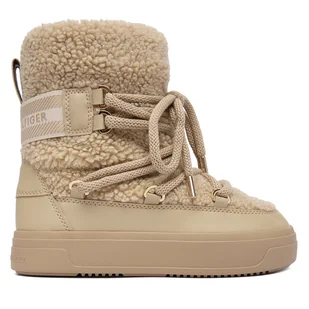 Śniegowce Tommy Hilfiger Faux Shearling Snowboot FW0FW08788 Écru - Śniegowce damskie - miniaturka - grafika 1