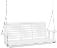 Huśtawki - Drewniana huśtawka ogrodowa wisząca na taras werandę biała 170 cm - miniaturka - grafika 1
