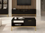 Ławy i stoliki kawowe - Stolik kawowy z półką i szufladami SKIEN 80 cm czarny & złoty - miniaturka - grafika 1