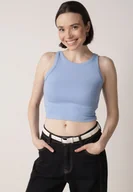 Koszulki i topy damskie - Niebieski Top z Prążkowanego Materiału Zitessa - miniaturka - grafika 1