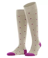 Skarpetki męskie - FALKE Mężczyźni Podkolanówki Dot M KH Bawełna długie z wzorem 1 Para, Beżowy (Pebble Melange 4044), 39-42 - miniaturka - grafika 1