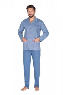 Piżamy męskie - Regina 444 niebieska piżama męska - grafika 1