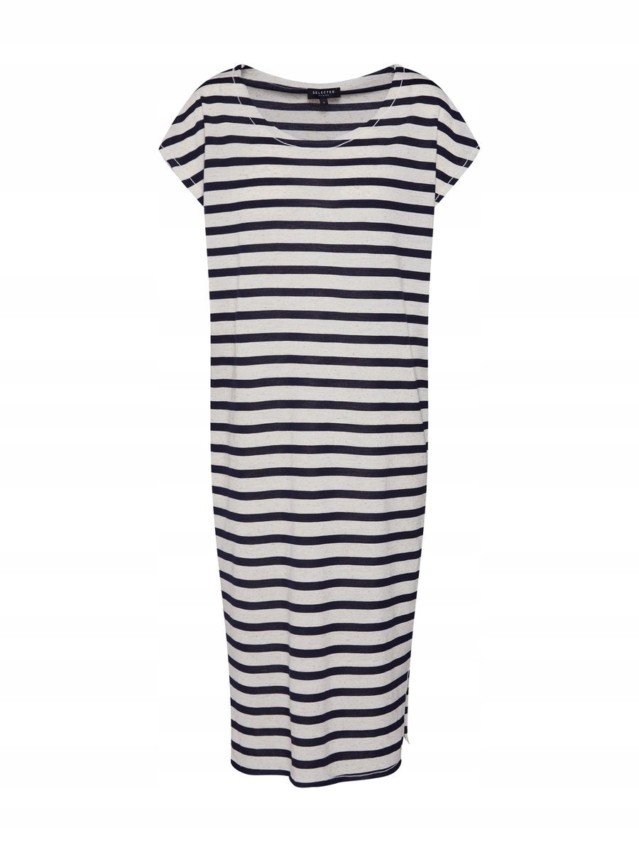 Selected Femme Sukienka w Paski Prosta Casual z Lnem M Jsk